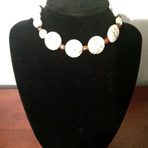 Women's beautiful cream colored spotted beaded choker